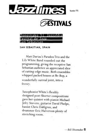 Lily White, Jazztimes, November 1996